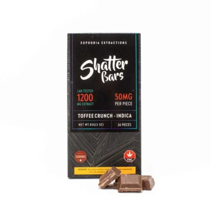 Euphoria Extractions Shatter Bars Indica Toffee Crunch 1200mg THC